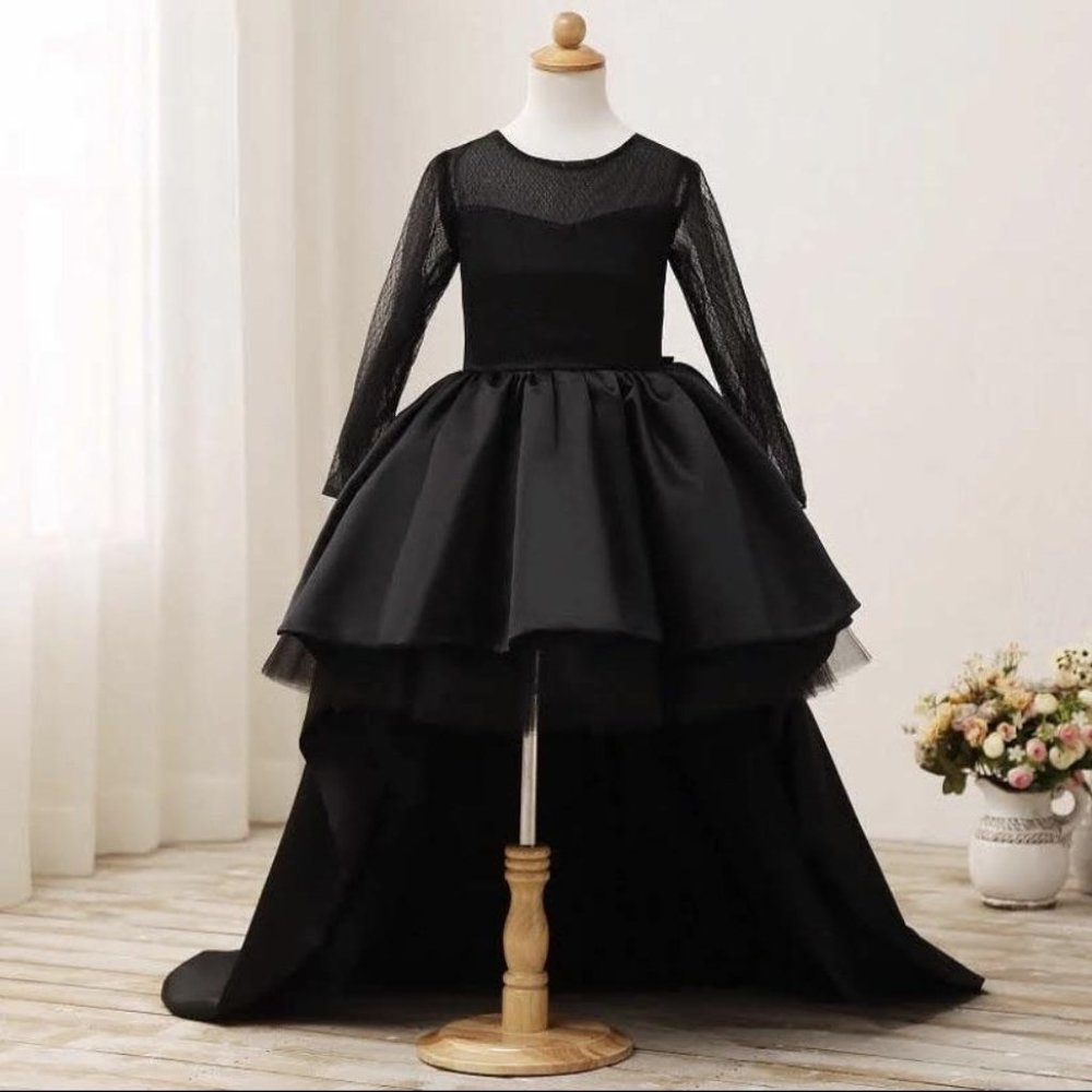 Black Flower Girl Dresses High Low
